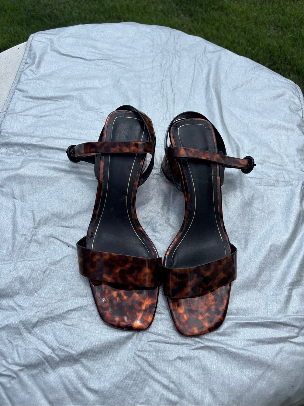Zara Trafaluc Tortoiseshell Square-Toe Ankle-Strap Sandals - Women